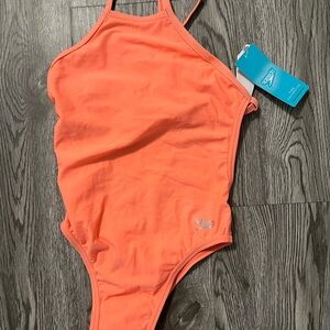 NWT Speedo Orange One Piece Swimsuit Classic Design girls swim wear Size 24